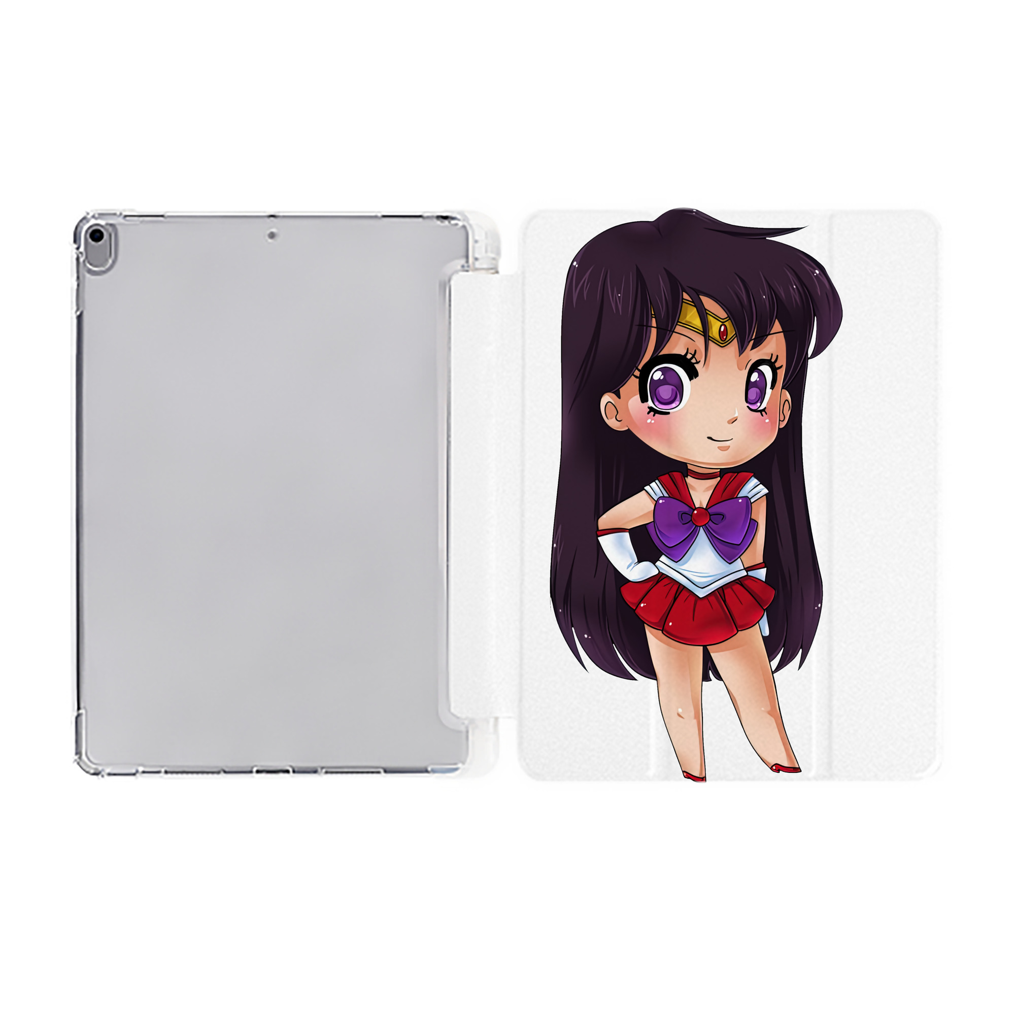 （画像用） 美少女戦士セーラームーン 火野レイ ひの レイ Sailor Moon Hino Rei （セーラーマーズ,Sailor Mars） IPad ケース ペン収納付き 三つ折りスタンド PUレザー×シリコン 対応機種9.5/10.5/10.9インチ